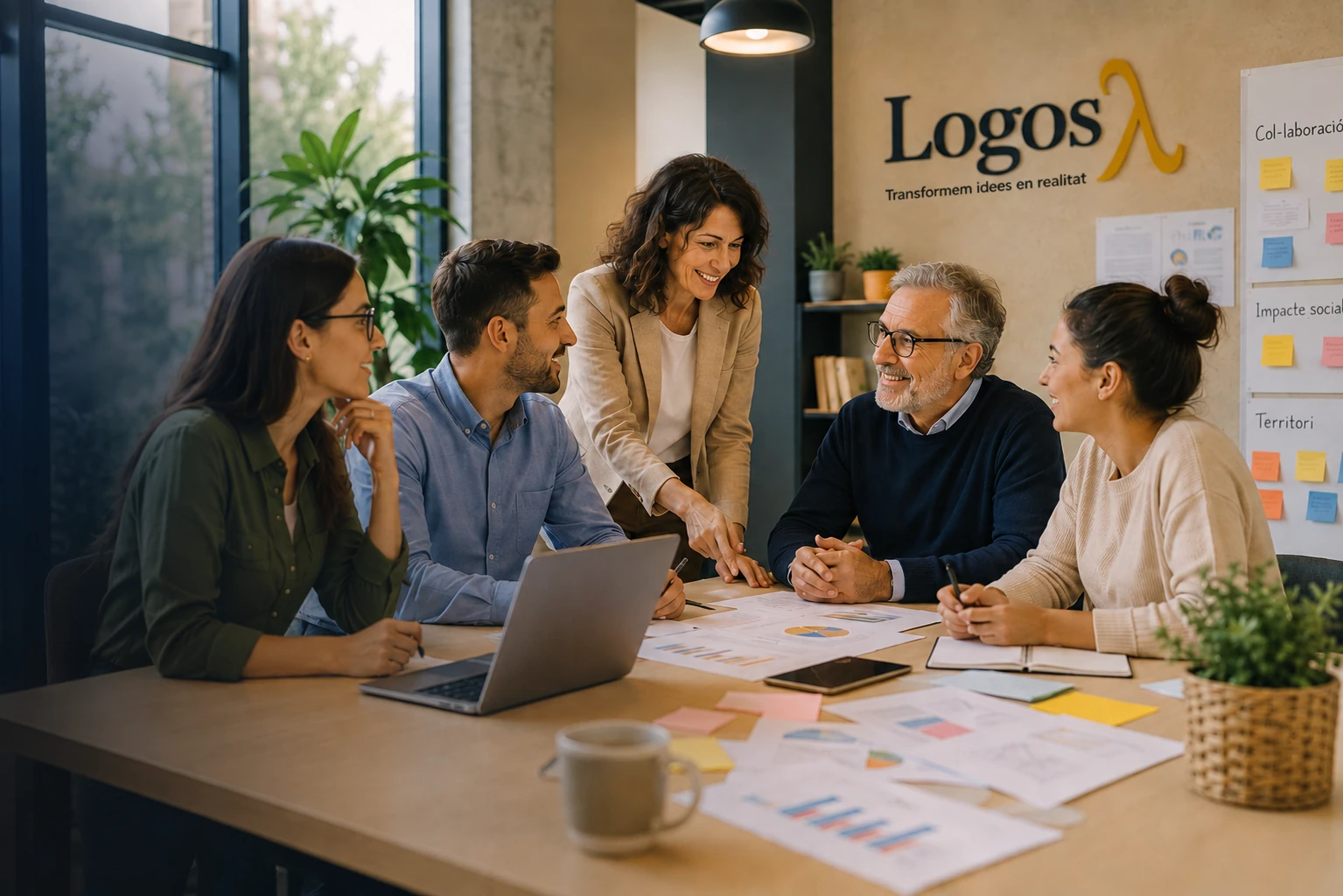 Reunió de treball entre professionals col·laborant en un projecte
